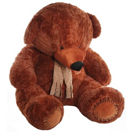 Мягкая игрушка Magic Bear Toys заплатками в шарфе цвет коричневый, 120 см