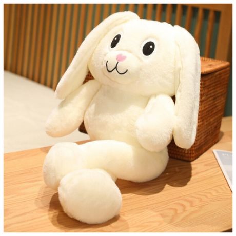 Плюшевая игрушка Кролик / тянущие кроличьи уши и лапы / 80 см.