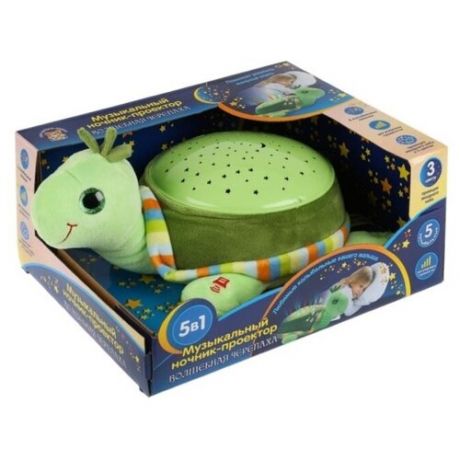 Мульти-Пульти "Мульти-пульти" Мягкая игрушка проектор-ночник Черепаха, 5 колыбельных (свет, звук) BabyTrend