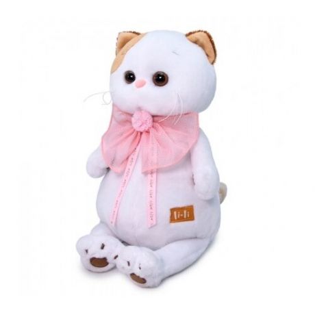 Мягкая игрушка Basik&Co Кошка Ли-Ли с розовым бантом, 27 см