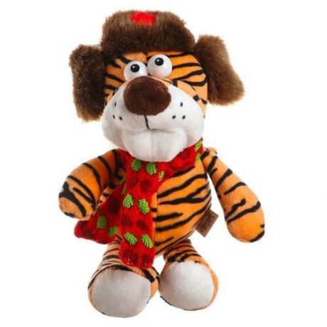 Мягкая игрушка «Тигр», в шапке со звездой, 16 см