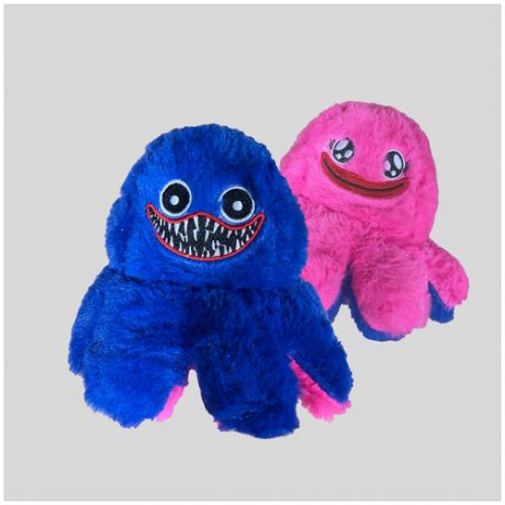 Мягкая игрушка осьминог "Хагги Вагги Huggy Wuggy и Кисси Мисси Kissy Missy", темно-синий (розовый).