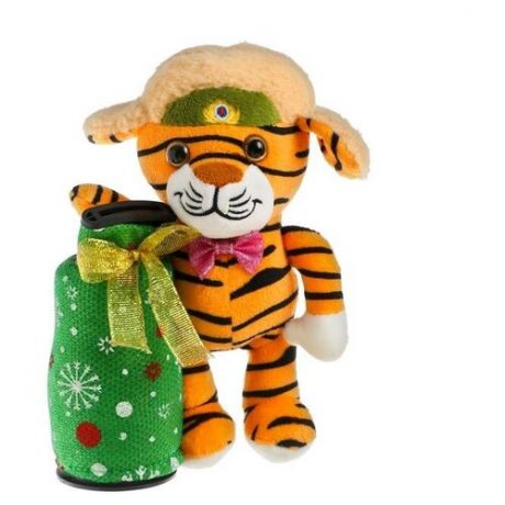 Мягкая игрушка-копилка «Тигр в шапке», 20 см, цвета микс