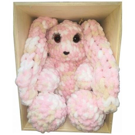 Зайчик амигуруми VD Master розовый/белый/бежевый/мягкий зайчик, игрушка, подарочный набор, вязанная игрушка, зайка, заяц, вязаный заяц