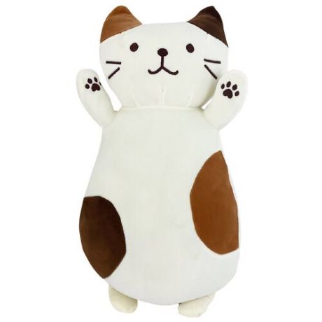Мягкая игрушка подушка - обнимашка котик пятнистый, 25 см, коричневый/белый