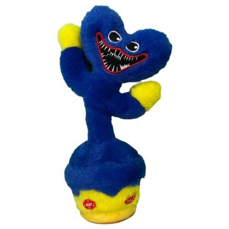 Мягкая игрушка Huggy Wuggy из хоррор игры Poppy Playtime. Синий. Звуковые эффекты.