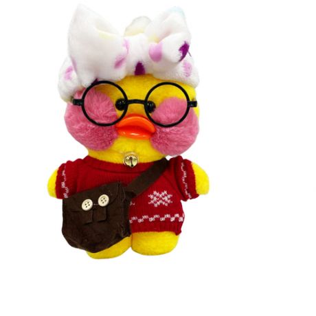Детская Мягкая игрушка/Уточка Желтая Лалафанфан/ Утка в одежде с очками и сумочкой