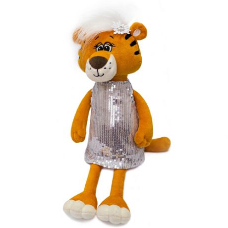 Мягкая игрушка KULT of toys Символ года 2022 Тигрица Тэффи в платье, 30 см, оранжевый