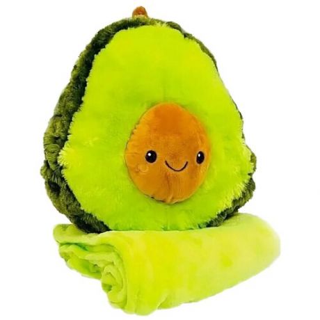 Мягкая игрушка Yiwu Zhousima Crafts Авокадо с пледом, 50 см, зелeный