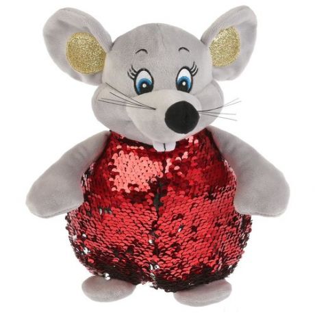 Мягкая игрушка Мульти-Пульти Мышка красная блестящая, без чипа, 16 см