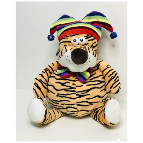 Мягкая игрушка Тигр в шапке с бубенчиками / сумочка для конфет Тигр/ Тигр символ 2022 года , 38 см