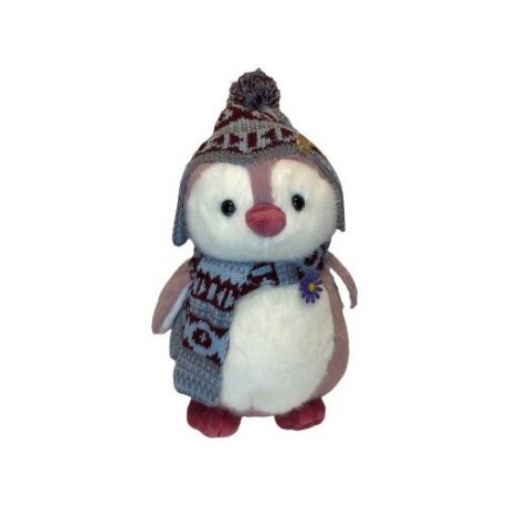 Мягкая Игрушка Пингвин в Шапке и Шарфе 25 см - Розовый