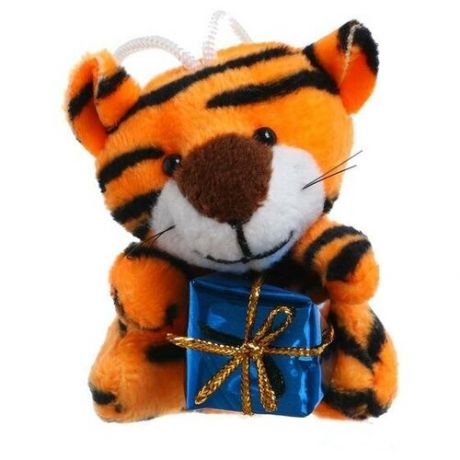 Мягкая игрушка «Тигр с подарком», на подвесе, цвета микс