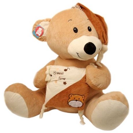 Мягкая игрушка Magic Bear Toys Медведь бежевый с подушкой, коричневый (80 см)