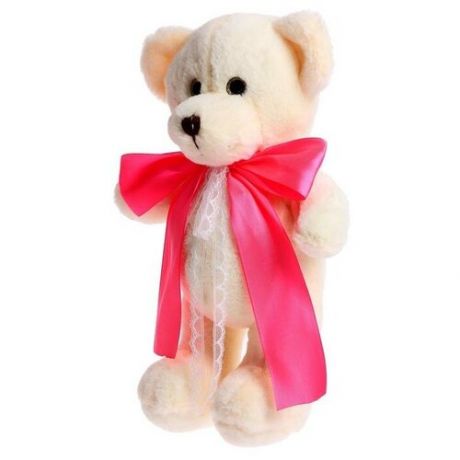 Мягкая игрушка UNAKY Soft toy Мишка Аха Великолепный стоячий с розовым атласным бантом, 33 см