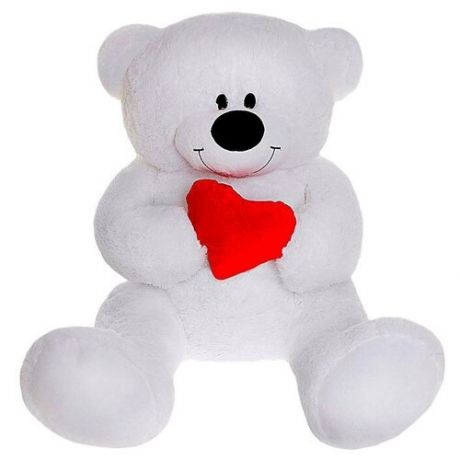 Мягкая игрушка Бока "Мишка" с сердцем, 105 см, белый
