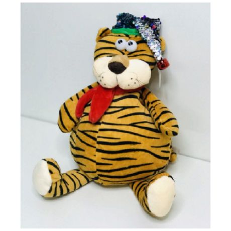 Мягкая игрушка Тигр в шапке с бубенчиком / сумочка для конфет Тигр/ игрушка Тигр символ 2022 года , 38 см