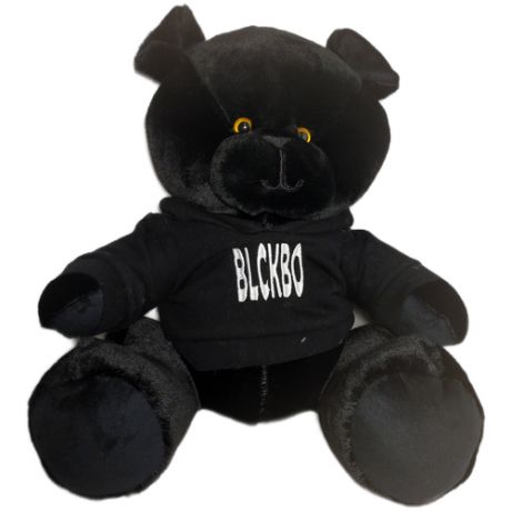Мягкая игрушка черный медведь blckbo. 50 см. Плюшевый чёрный медведь в толстовке. Teddy bear black blckbo