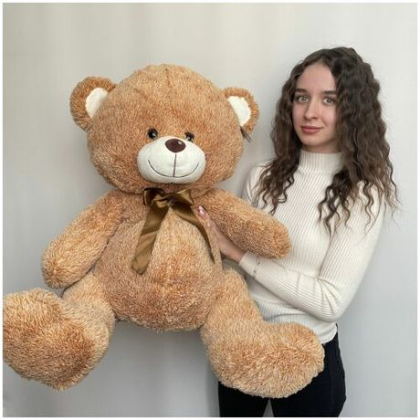 Мягкая игрушка плюшевый медведь, медвежонок, мишка Джони плюшевый большой сидя 60 см, 80 см в длину, ОР 110 см