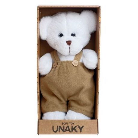 Unaky Soft Toy Мягкая игрушка «Медведица Сильва», во флисовом комбинезоне хаки, 33 см