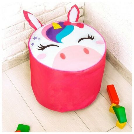 Мягкая игрушка-пуфик «Единорог», 40 × 40 см, цвет розовый