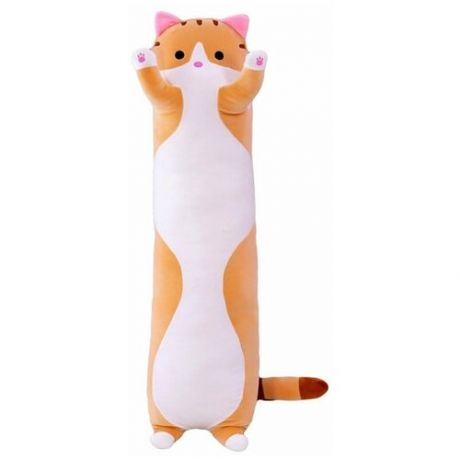Мягкая игрушка-антистресс Кошка-обнимашка, Кошка-батон, длинный кот рыжий 110 см