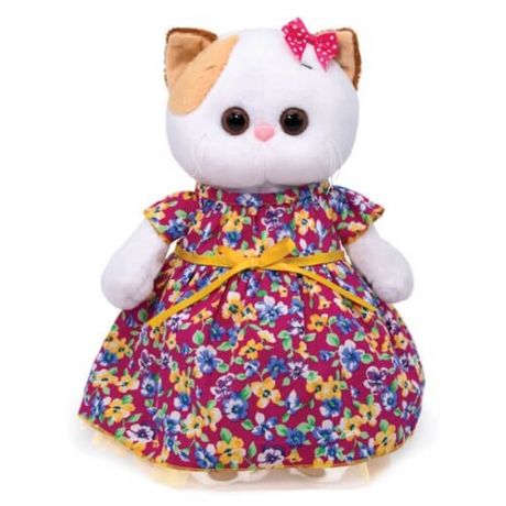 Мягкая игрушка Basik&Co Кошка Ли-Ли в платье с цветочным принтом, 27 см
