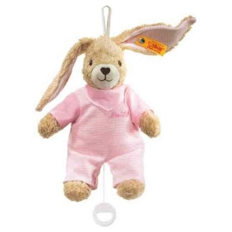 Мягкая игрушка Steiff Hoppel Rabbit Music Box pink (Штайф Кролик Хоппель с музыкальной шкатулкой розовый 20 см)