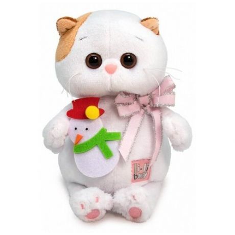 Мягкая игрушка Basik&Co Кошечка Ли-Ли BABY с игрушкой Снеговик, 20 см, 20 см, белый