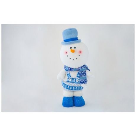 Снеговик, стоящий в шапке, световой 38см (цвет синий)