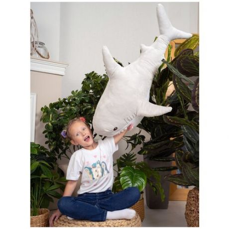 Мягкая игрушка Акула 100/160 см с карманом, плюшевая, серая by GoldStitch