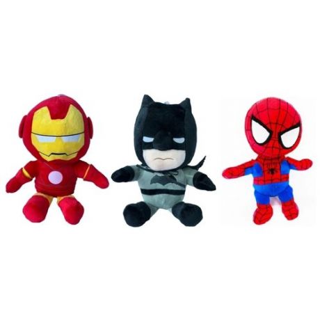 Мягкие игрушки супергерои Мстители Железный человек, Бэтмен, Человек паук 3 штуки по 23 СМ