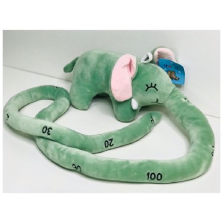 Мягкая игрушка Слоник ростомер с длинным хоботом "Подарочек" зеленый ,20 см
