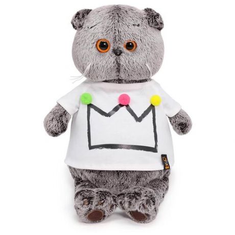 Мягкая игрушка BUDI BASA collection Кот Басик в футболке с короной, 19 см