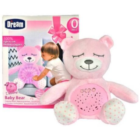 "Dream Мишка", мягкая игрушка-проектор с разнообразным световыми эффектами и мелодиями , розовый.