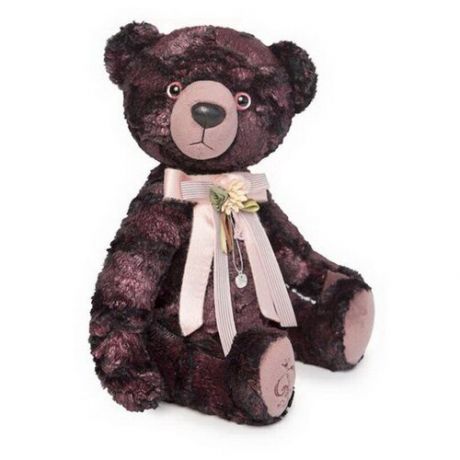 Мягкая игрушка BernArt Медведь бордовый металлик, 34 см