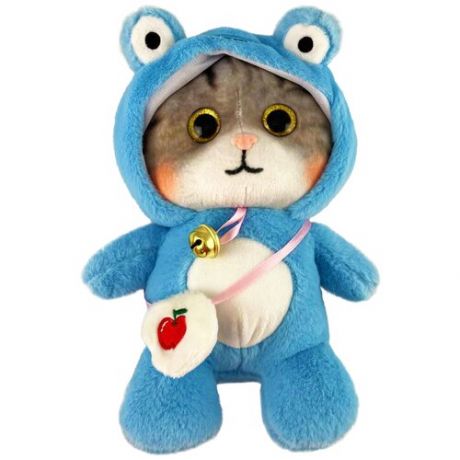 Мягкая игрушка котик в костюме, котенок в пижаме, плюшевый с сумочкой 25 см. 12026