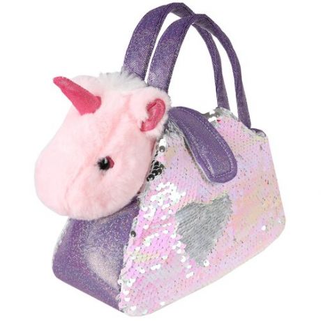 Мягкая игрушка Fluffy Family Единорог в сумочке с пайетками, 18 см