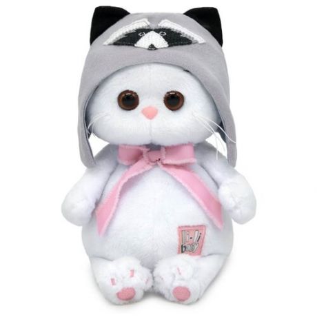 Мягкая игрушка Basik&Co Кошечка Ли-Ли baby в шапочке-енот, 20 см