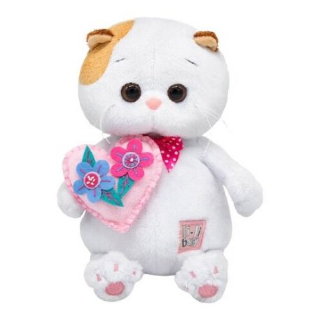 Мягкая игрушка Basik&Co Кошка Ли-Ли baby с сердечком, 20 см