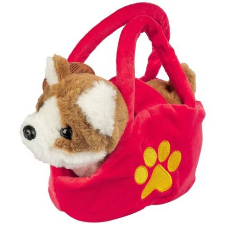Мягкая игрушка Bondibon Собака в сумочке коричнево-белая, 17 см