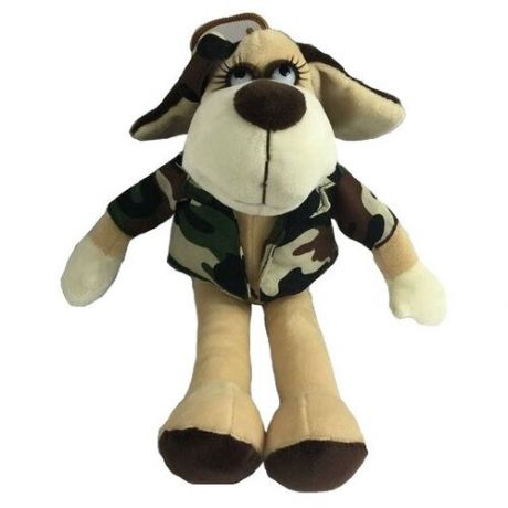 Мягкая игрушка ABtoys Собака в камуфляжном костюме, 18 см