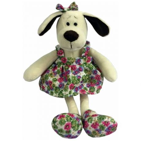Мягкая игрушка ABtoys Собака в платье с цветами, 16 см