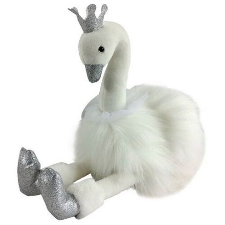 Мягкая игрушка ABtoys Лебедь белый с серебряными лапками и клювом, 25 см