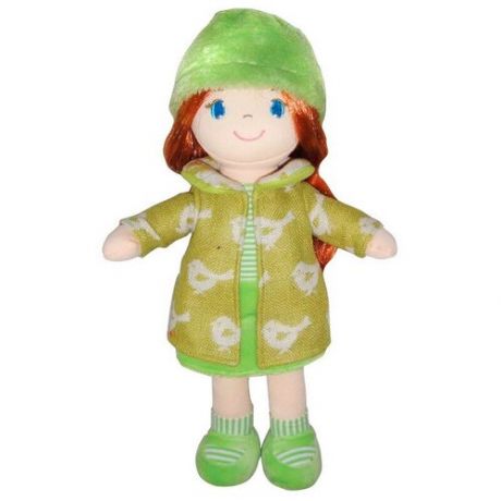 Мягкая игрушка ABtoys Кукла рыжая в зелёном пальто, 36 см
