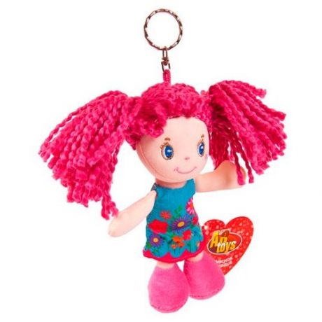 Игрушка-брелок ABtoys Кукла с розовыми волосами в голубом платье, 15 см
