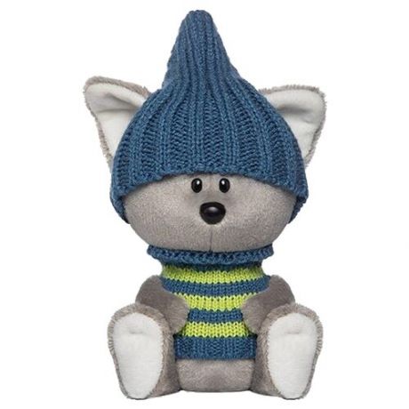 Мягкая игрушка Лесята Волчонок Вока в шапочке и свитере, 15 см