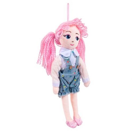 Мягкая игрушка ABtoys Кукла с розовыми волосами в шортах, 35 см