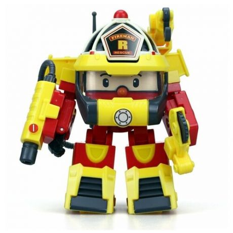 Трансформер Silverlit Robocar Poli Рой 10 см с костюмом супер-пожарного, желтый/красный