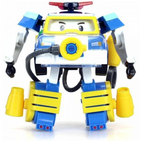 Трансформер Silverlit Robocar Poli 10 см с костюмом водолаза, белый/синий/желтый
